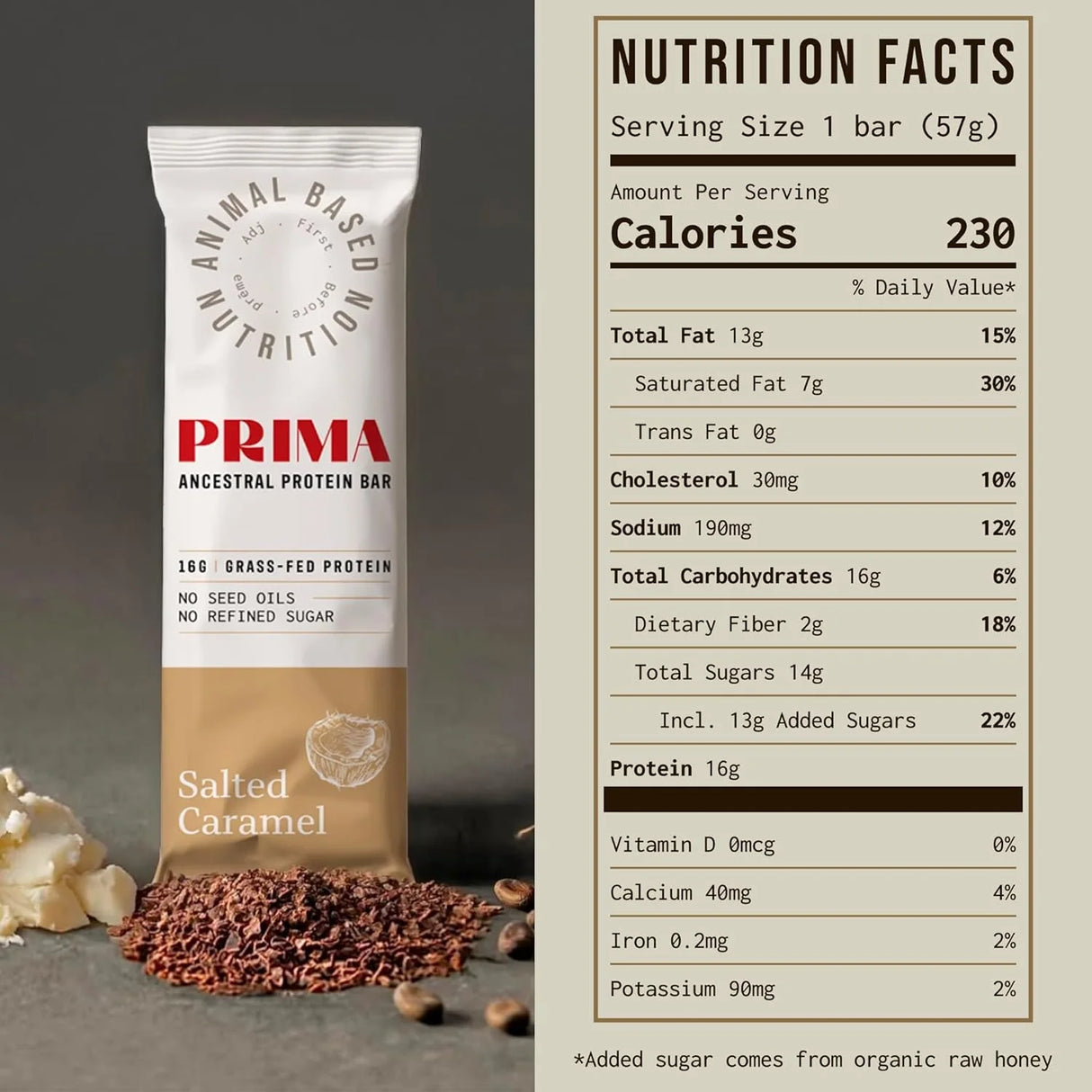 Prima Ancestral Protein Bar – 16 g Grass‑Fed Protein (Single Bar)