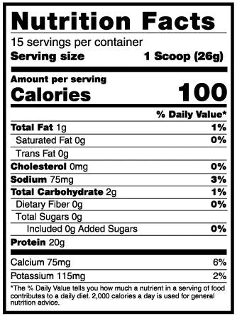 Ingredients and formula for Sweat Ethic Brew'D Up high Protein Isolate Iced Coffee with 0 Sugar and Collagen