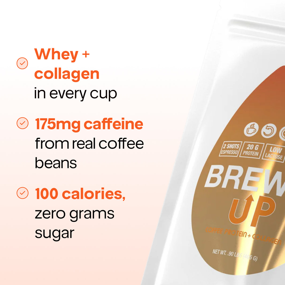 Brew’D UP Protein Coffee – 15g Whey Isolate + 5g Collagen, 0g Sugar