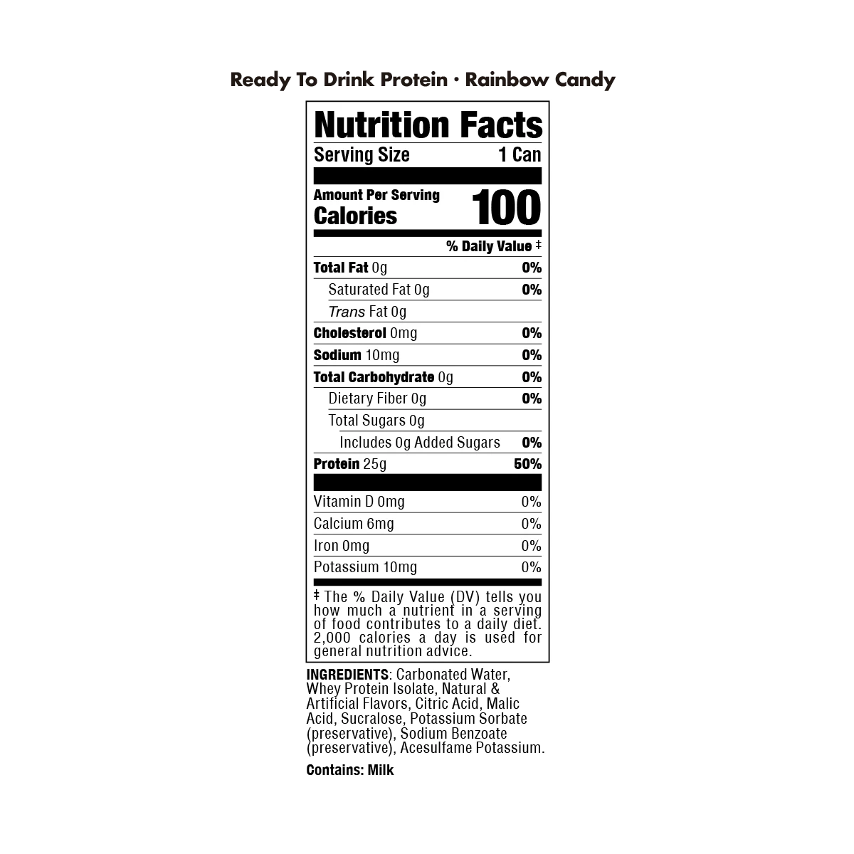 Bucked Up Lightly Carbonated Protein Drink ingredients and facts panel