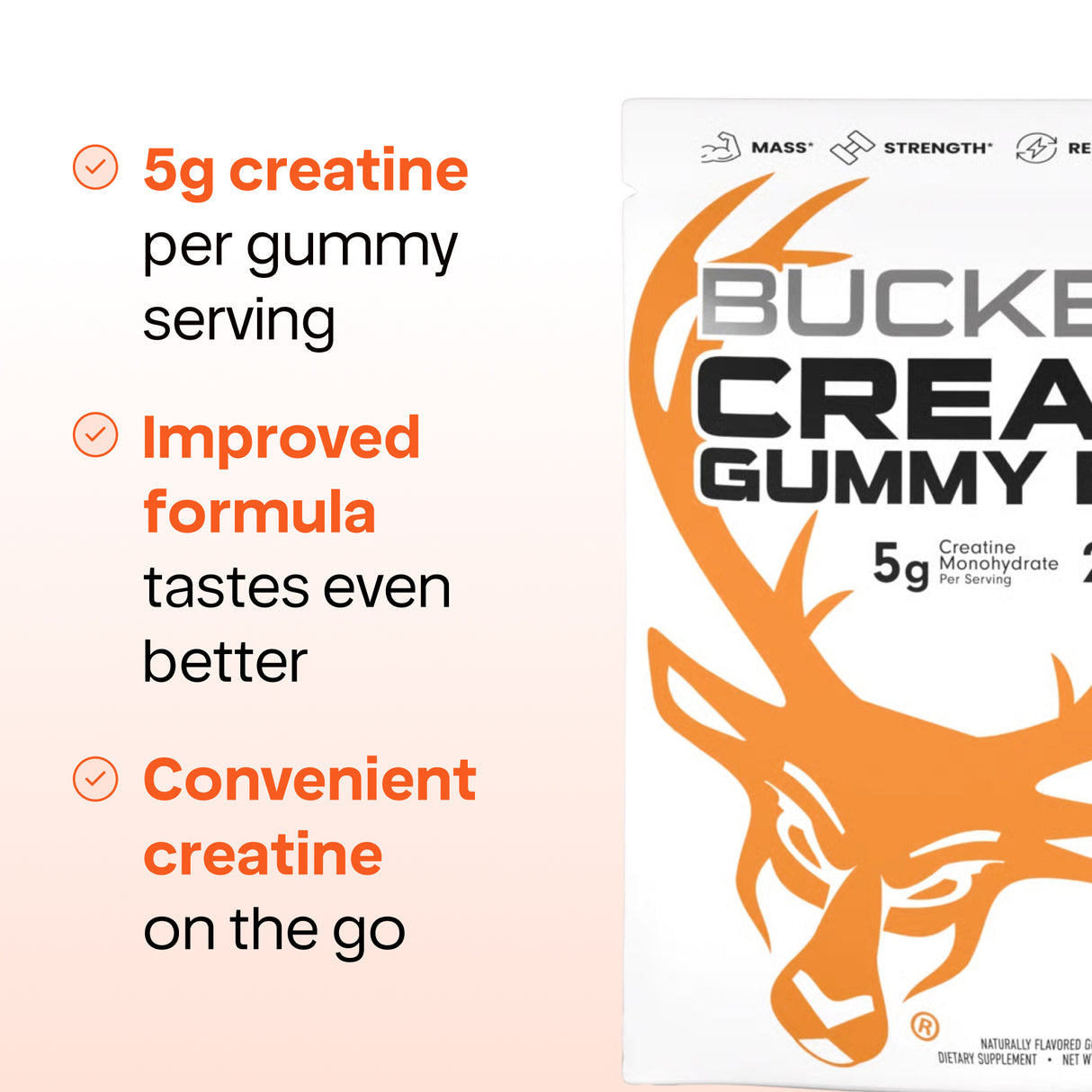 Bucked Up Creatine Gummies — 5g Creatine Monohydrate per Serving (New & Improved)