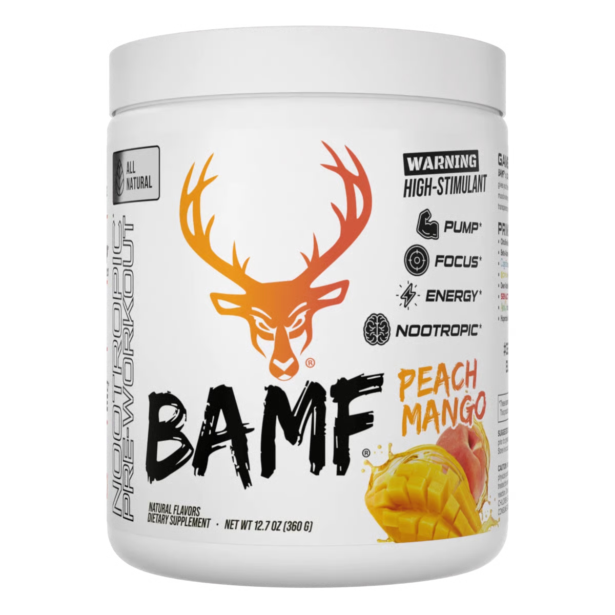 Bucked Up All Natural BAMF Pre-workout Peach Mango