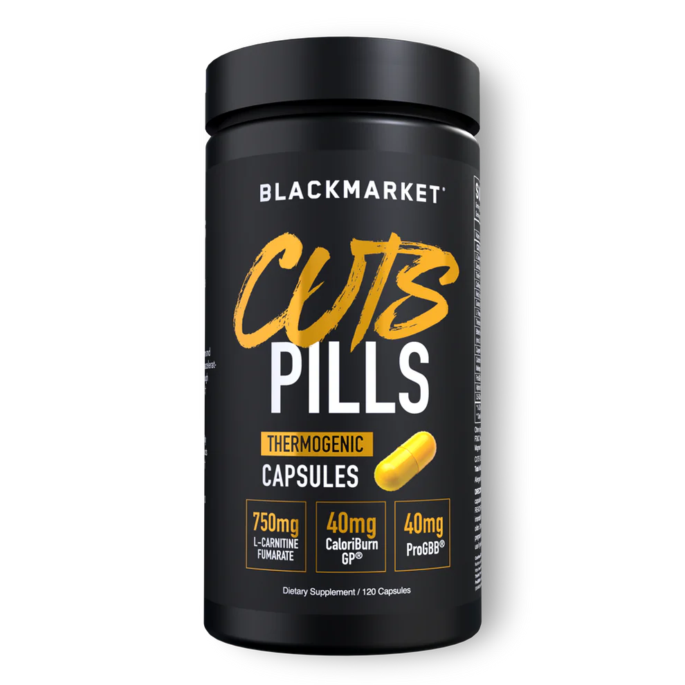 Help support focus, metabolism, and clean energy with CUTS Capsules by BlackMarket Labs. Includes L-Carnitine, caffeine, guarana, and herbal support.