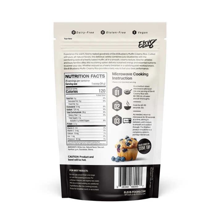Elev8 Creamy Rice Blueberry Muffin Nutrition Facts