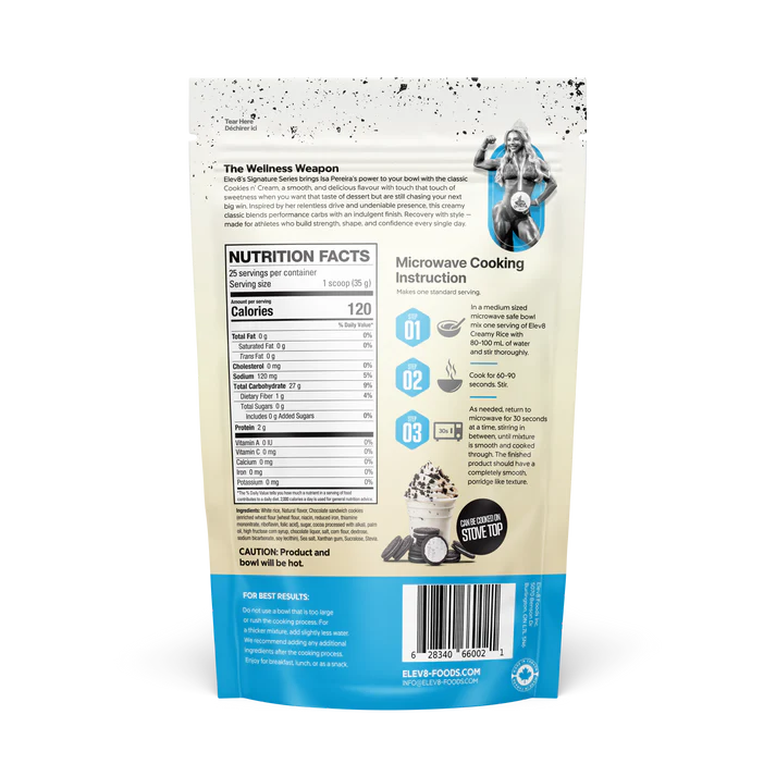 Elev8 Creamy Rice Cookies n' Cream Nutrition Facts