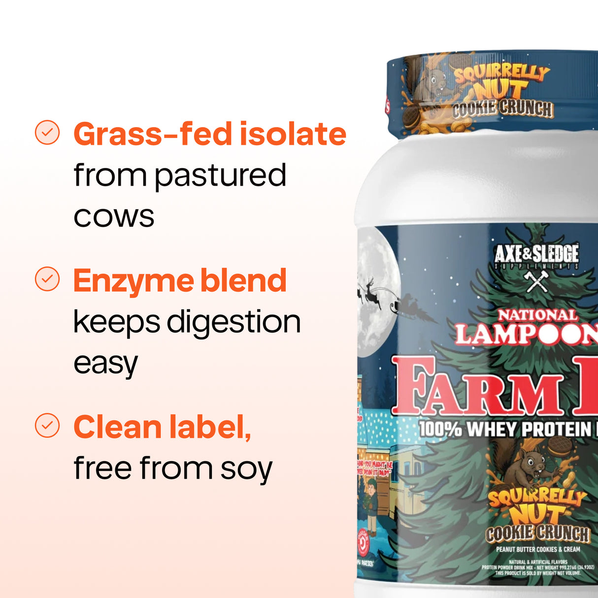 AXE & SLEDGE FARM FED — Grass-Fed 100% Whey Protein Isolate, 25g