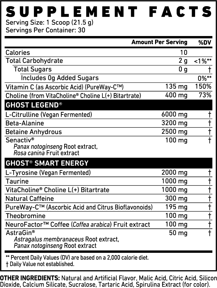 Ghost Legend V4 Pre-Workout Powder | Premium Energy, Focus & Pump | Beta Alanine, L-Citrulline & NeuroFactor | 30 Servings – CompleteHealthShop.com