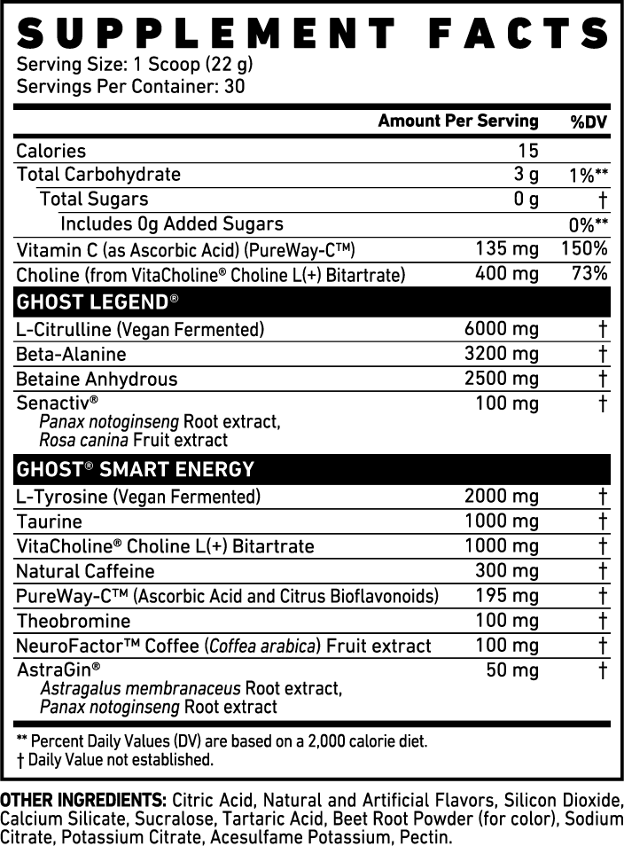 Ghost Legend V4 Pre-Workout Powder | Premium Energy, Focus & Pump | Beta Alanine, L-Citrulline & NeuroFactor | 30 Servings – CompleteHealthShop.com