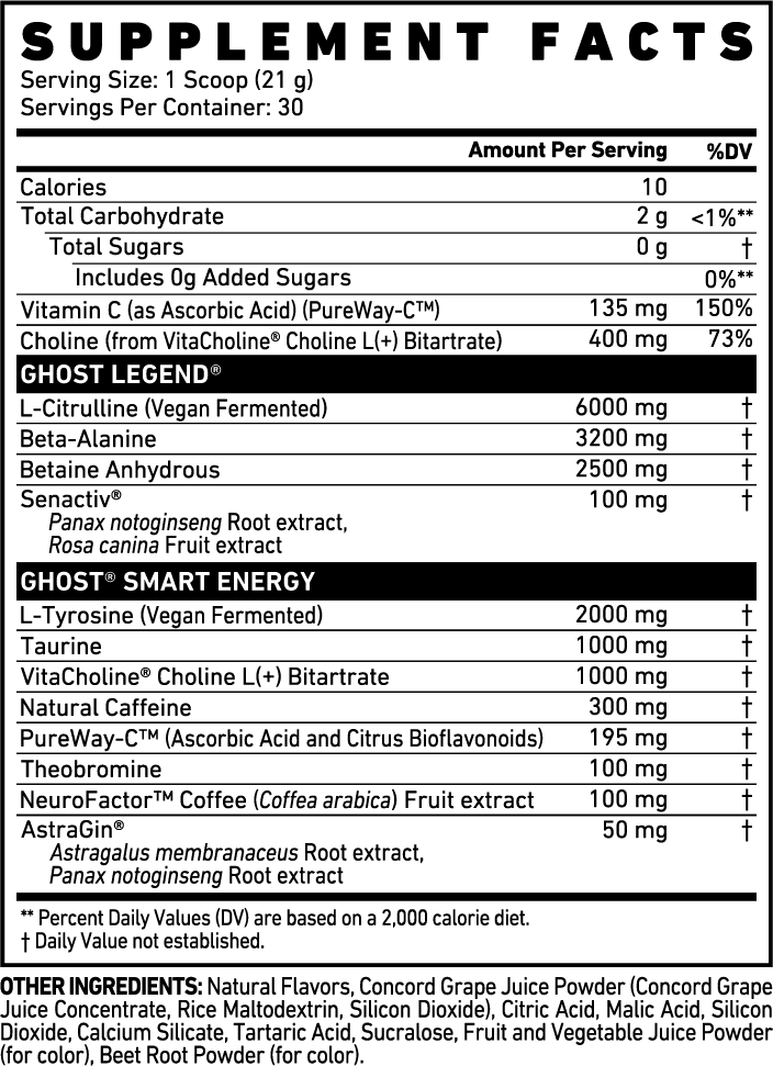 Ghost Legend V4 Pre-Workout Powder | Premium Energy, Focus & Pump | Beta Alanine, L-Citrulline & NeuroFactor | 30 Servings – CompleteHealthShop.com