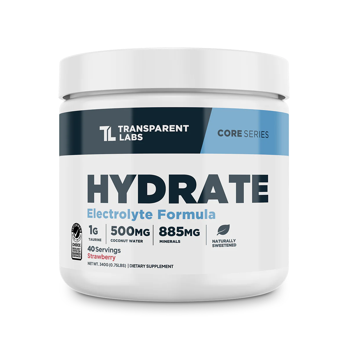 Transparent Labs Hydrate Electrolyte Natural Strawberry