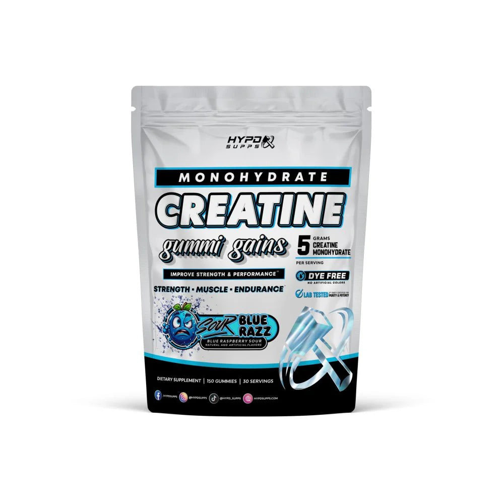 HYPD Supps Monohydrate Creatine Gummies packaging on a white background