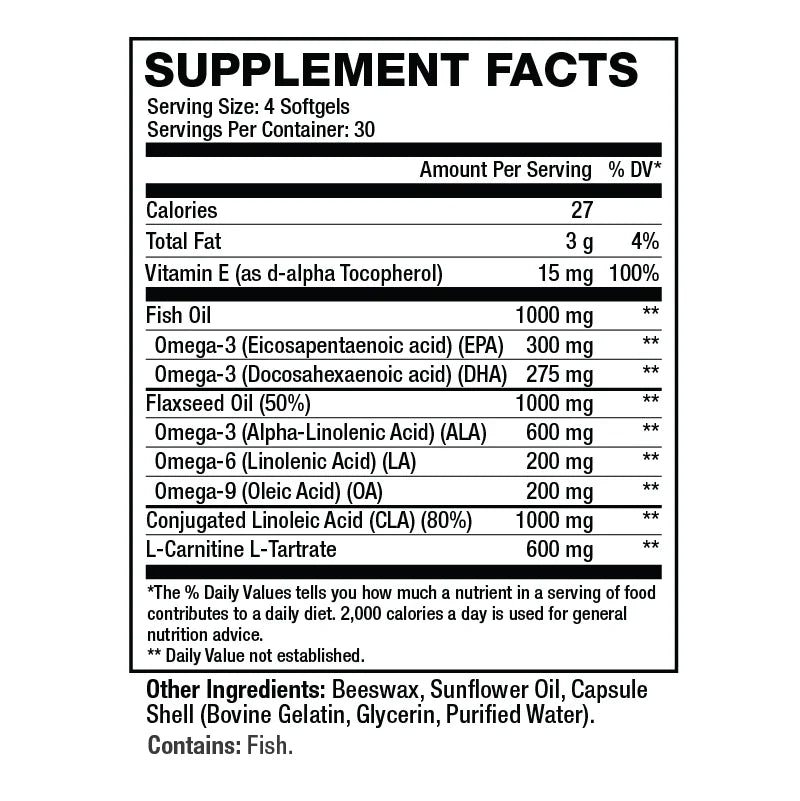 Sweat Ethic Omega Lean with CLA, Carnitine & Omega-3 Fish Oils – Supports Muscle Building, Toning, Heart & Joint Health