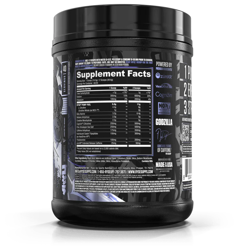 Godzilla Pre‑Workout – 400 mg Caffeine, 11 g Citrulline & Focus Blend