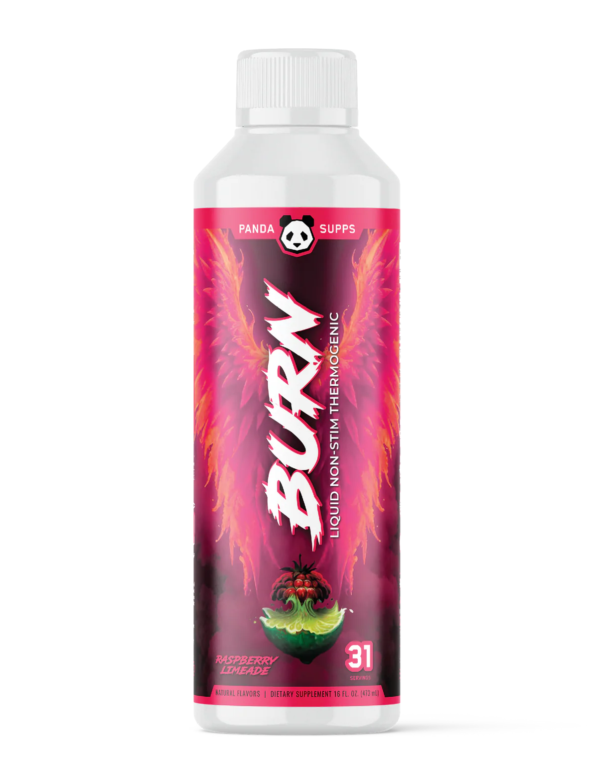 Panda Supplements BURN liquid non-stim thermogenic supplement with L-carnitine in Raspberry Limeade flavor