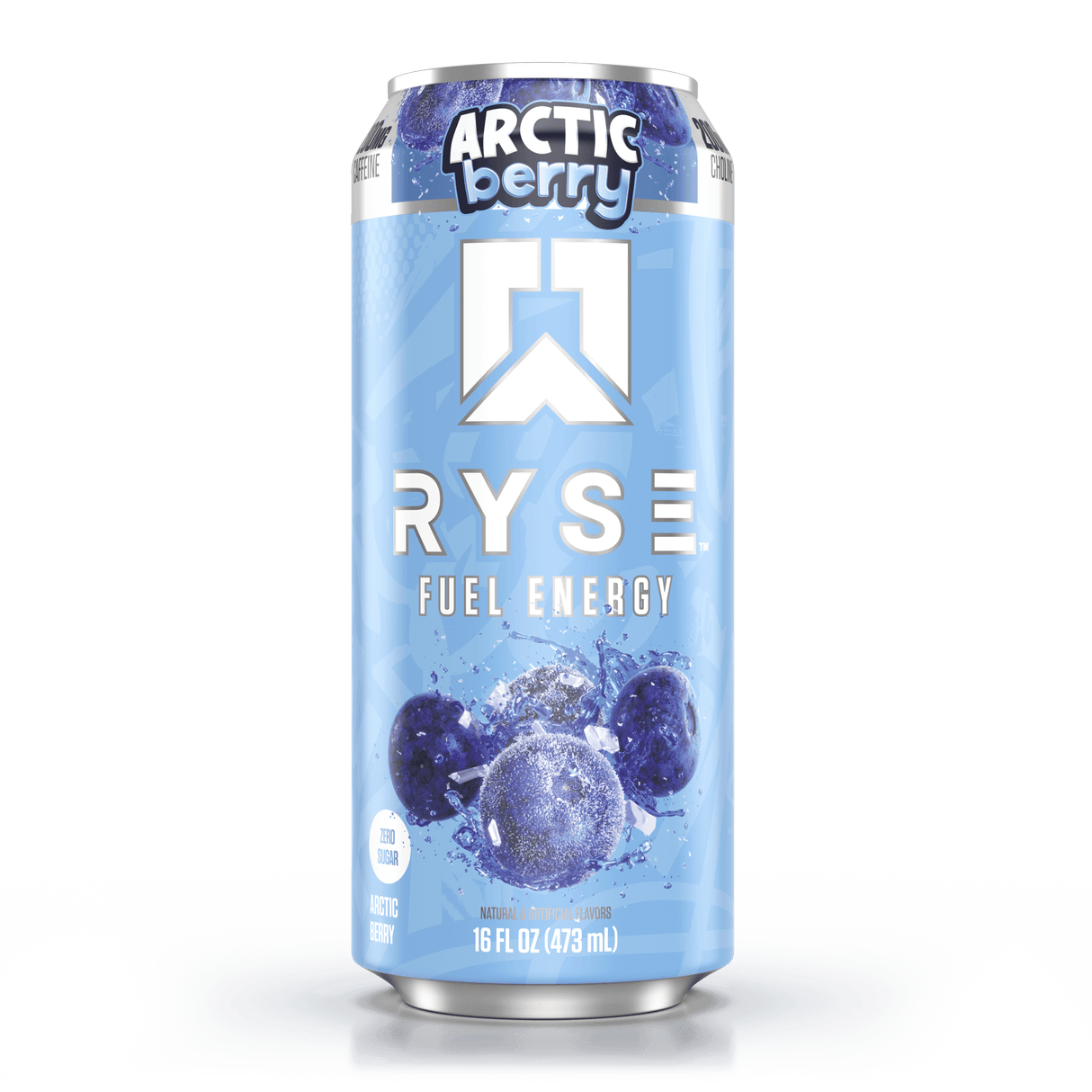 RYSE Fuel Energy Arctic Berry can on a black background