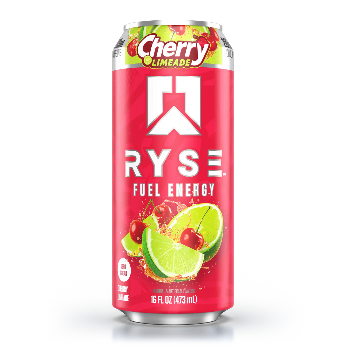 Ryse Cherry Limeade energy drink can on a white background