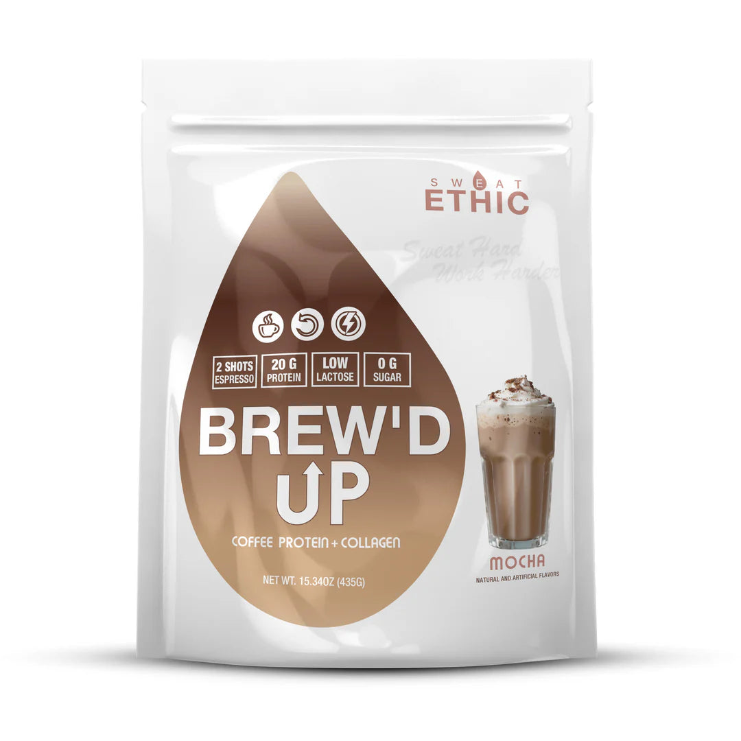Sweat Ethic Brew'D Up high Protein Isolate Iced Coffee Mocha with 0 Sugar and Collagen