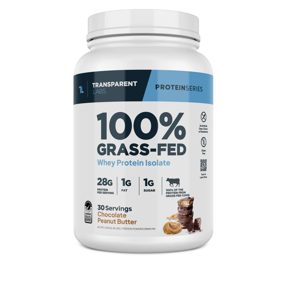 Transparent labs all natural grass fed whey protein isolate chocolate peanut butter 30 servings