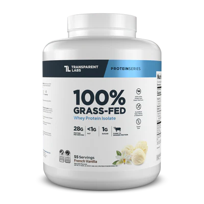 Transparent Labs Grass-Fed Whey Protein Isolate — 28g Protein, Clean Ingredients (30 Servings)