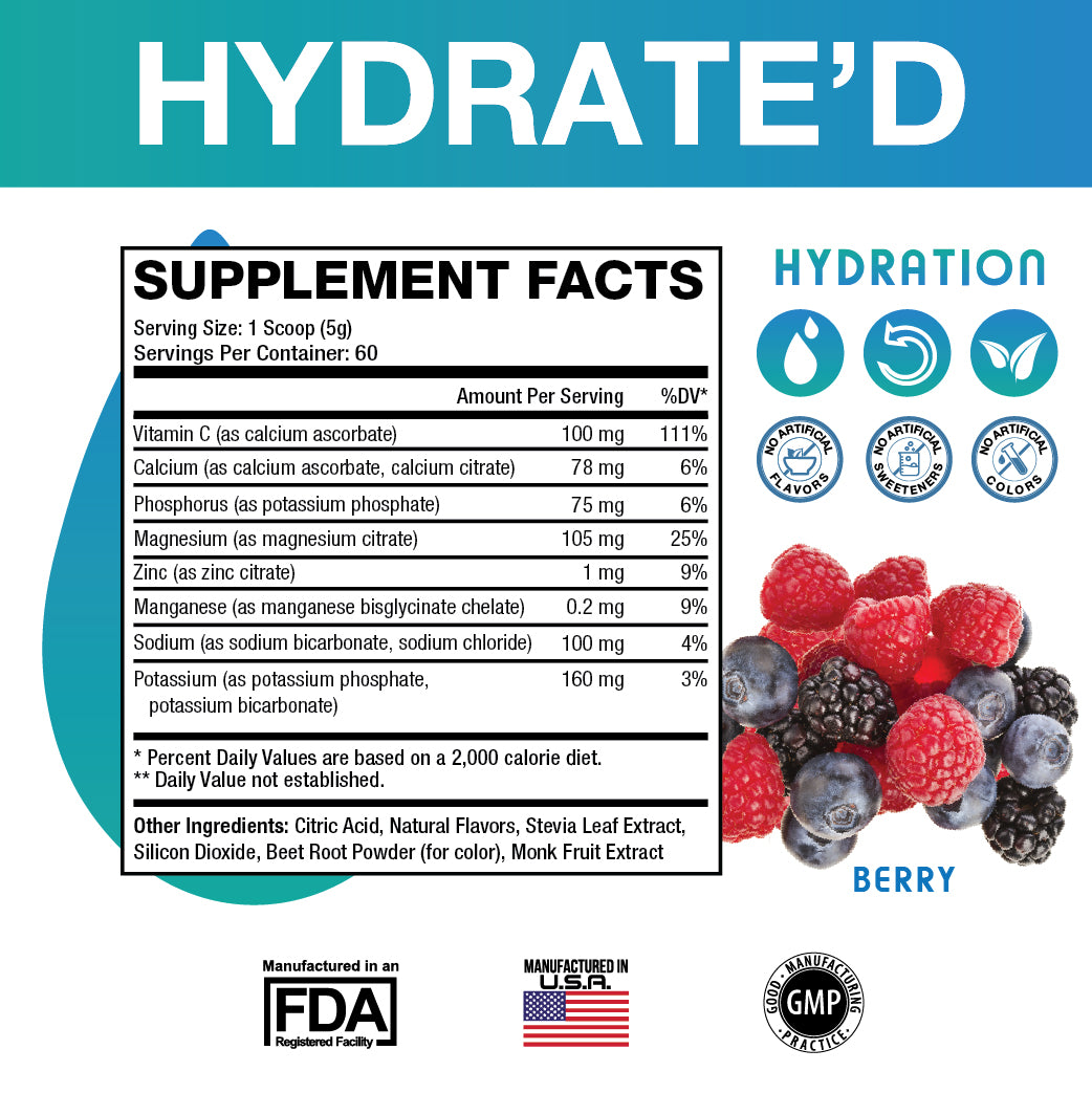 HYDRATE'D | All Natural and Sugar Free Electrolyte Drink