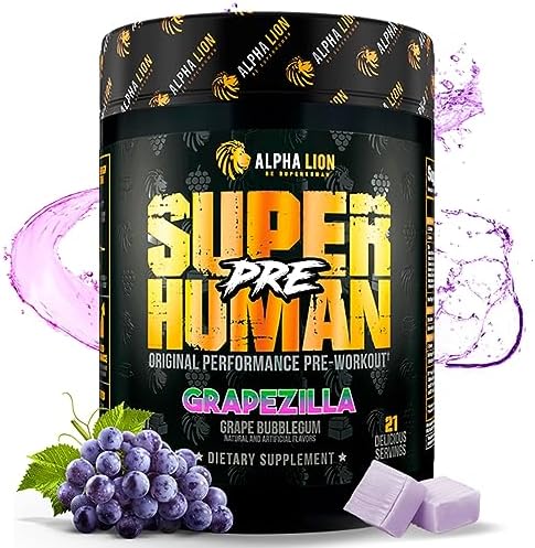 Alpha Lion Super Human Pre Pre-workout powder in Grapezilla Flavor