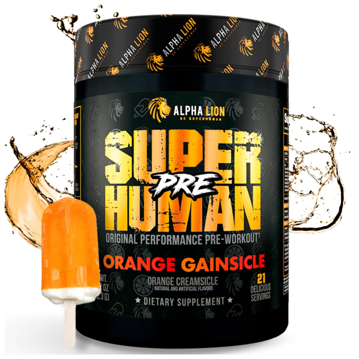 Alpha Lion Super Human Pre Pre-workout in Orange Gainsicle flavor