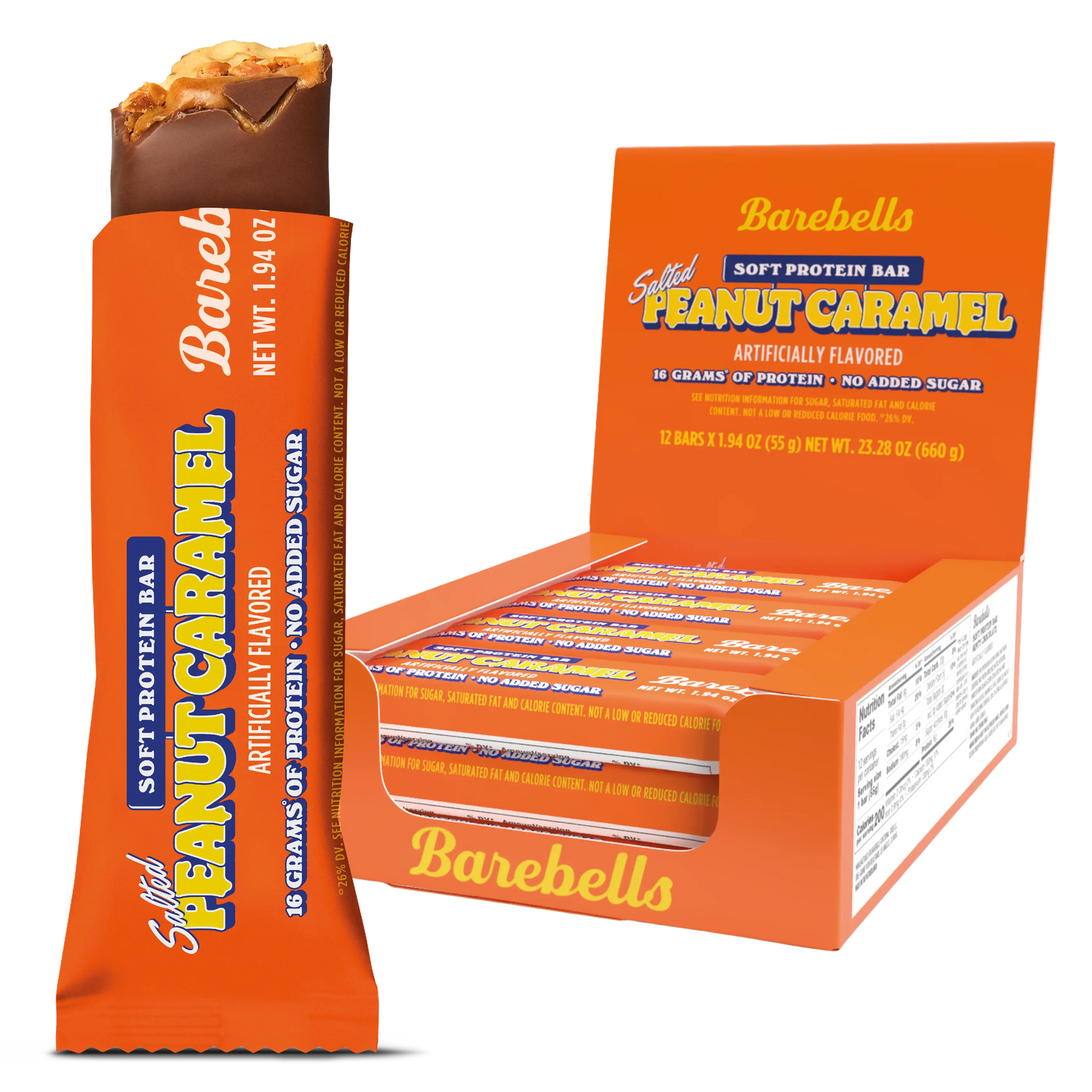 Barebells Soft Protein Bar in Peanut Caramel flavor with packaging