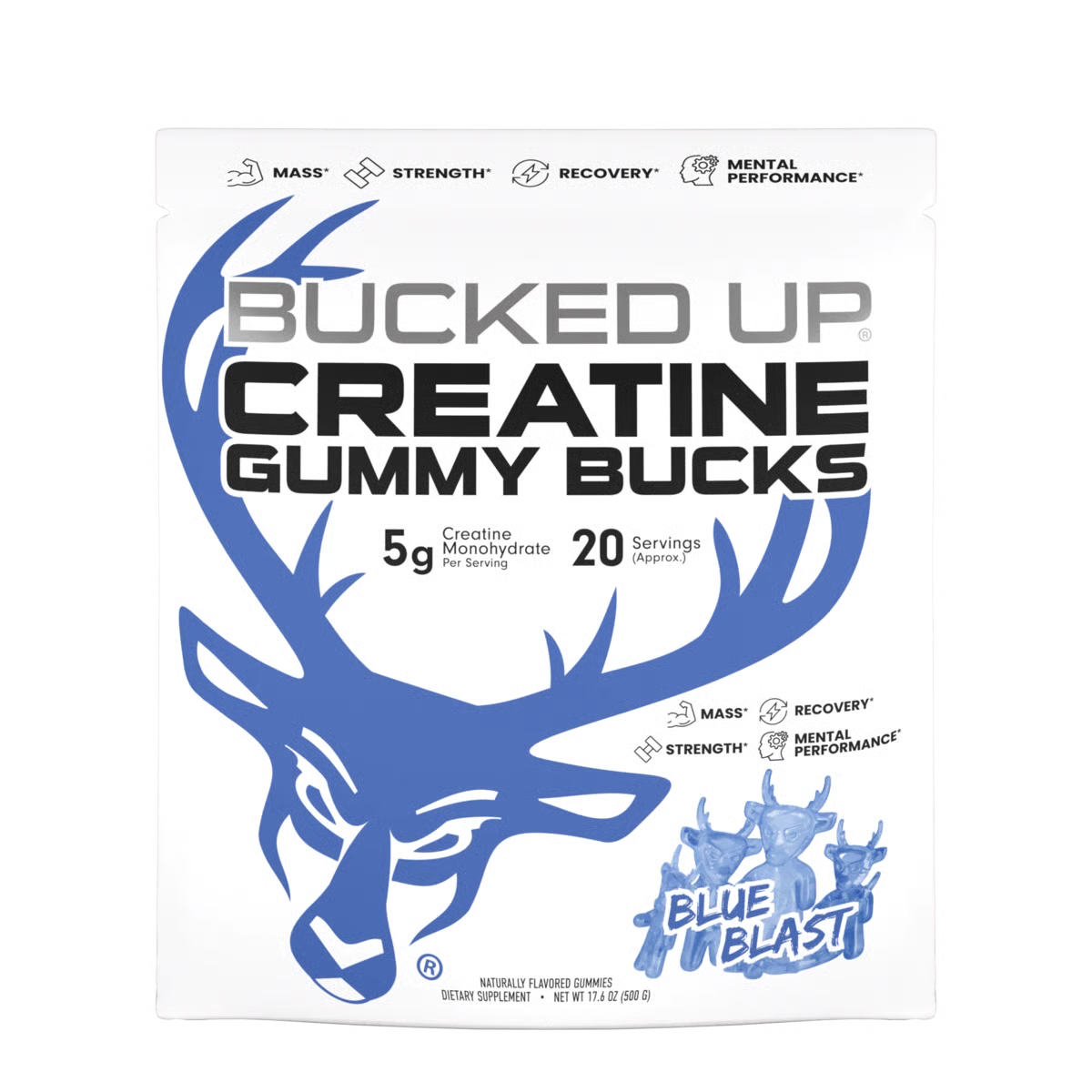 Bucked Up Creatine Gummies Blue Blast