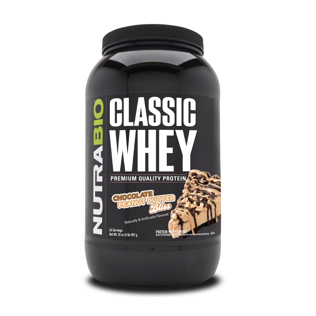 NutraBio Classic Whey Protein Powder in Chocolate Peanut Butter Bliss Flavor