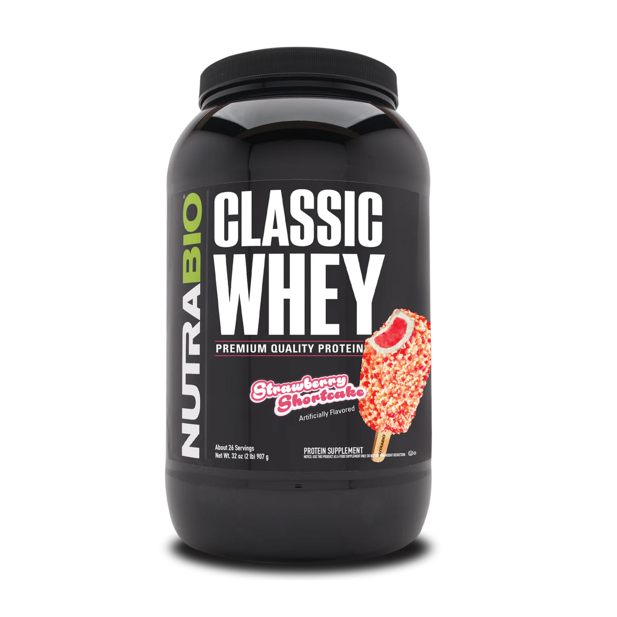NutraBio Classic Whey Protein Powder in Strawberry Shortcake Flavor