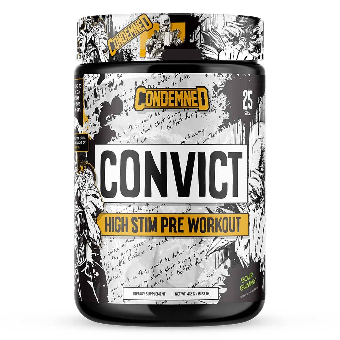 Condemned Labz Convict NEW pre-workout tub – 25 servings Sour Gummy