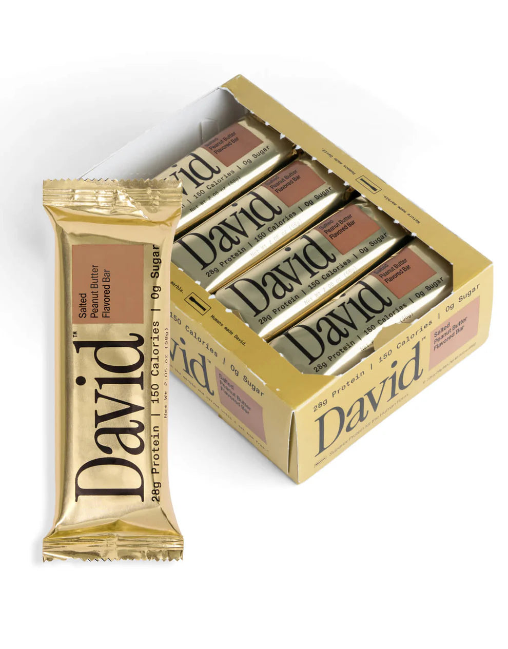 Box of David Protein Bars in Salted Peanut Butter Flavor