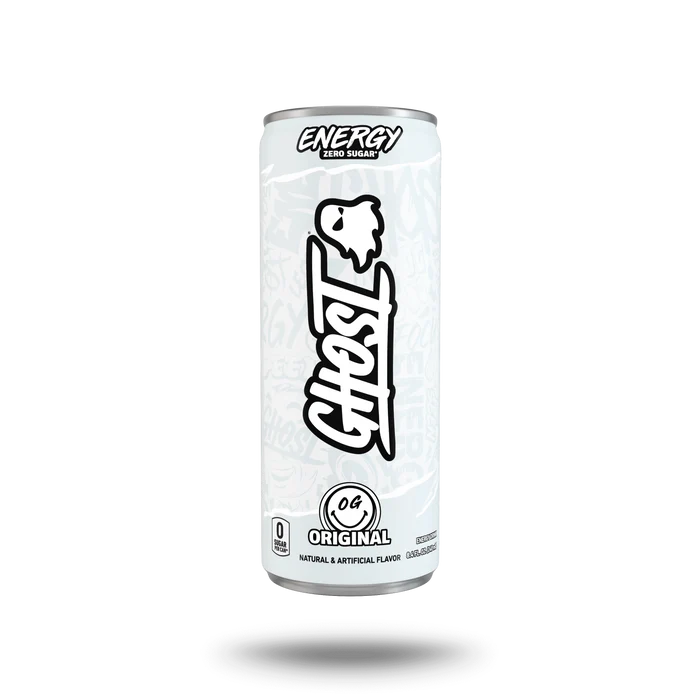 Ghost Energy Drink Can Original Flavor Smooth and fruity, meets balanced and juicy, with notes of bubble gum. This event, festival, and bar exclusive flavor speaks for itself and is crushable for any occasion. Rock it with your favorite mixer or enjoy solo!