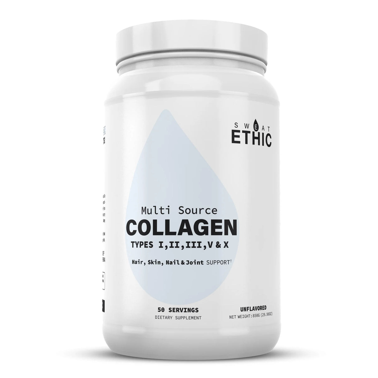 Sweat Ethic Unflavored Multi-Source Hydrolyzed Collagen Peptides for Skin, Hair, Nails & Joints