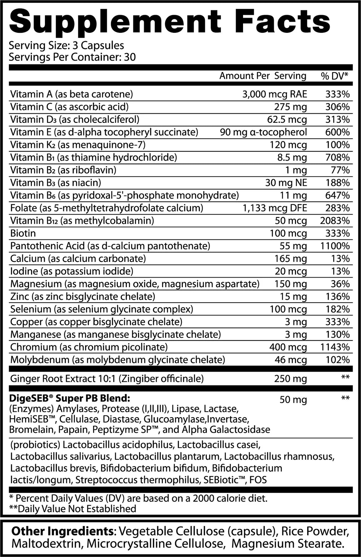 Sweat Ethic Multivitamin for Men & Women | Methylated B-Vitamins, Ginger Root & Probiotic Blend for Gut Health, Immune Boost | Vegetarian, High Bioavailability, cGMP Certified