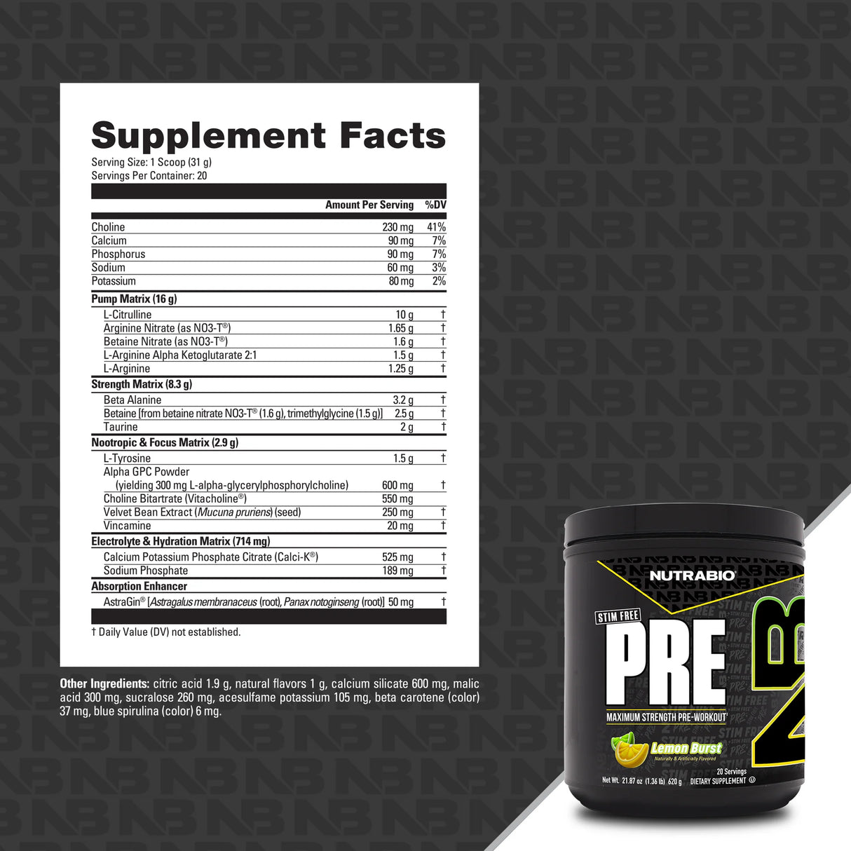 Nutrabio Stim-Free PRE Pre-Workout