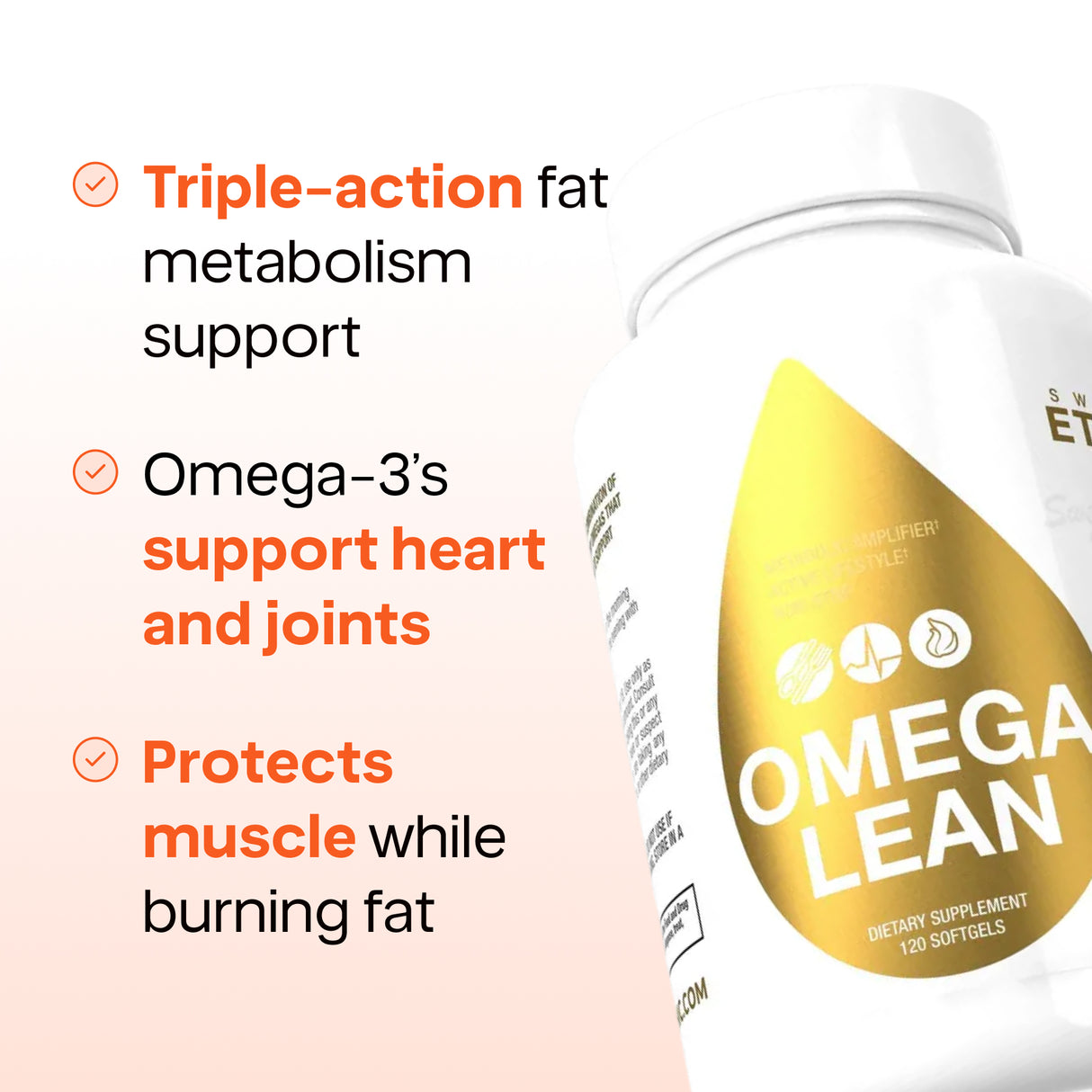 Sweat Ethic Omega Lean with CLA, Carnitine & Omega-3 Fish Oils – Supports Muscle Building, Toning, Heart & Joint Health
