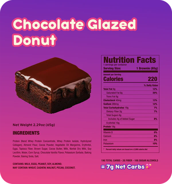 Prime Bites Protein Brownies Chocolate Glazed Donut