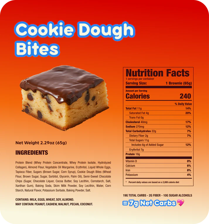 Prime Bites Protein Brownie Cookie Dough Bites low sugar with collagen and high protein