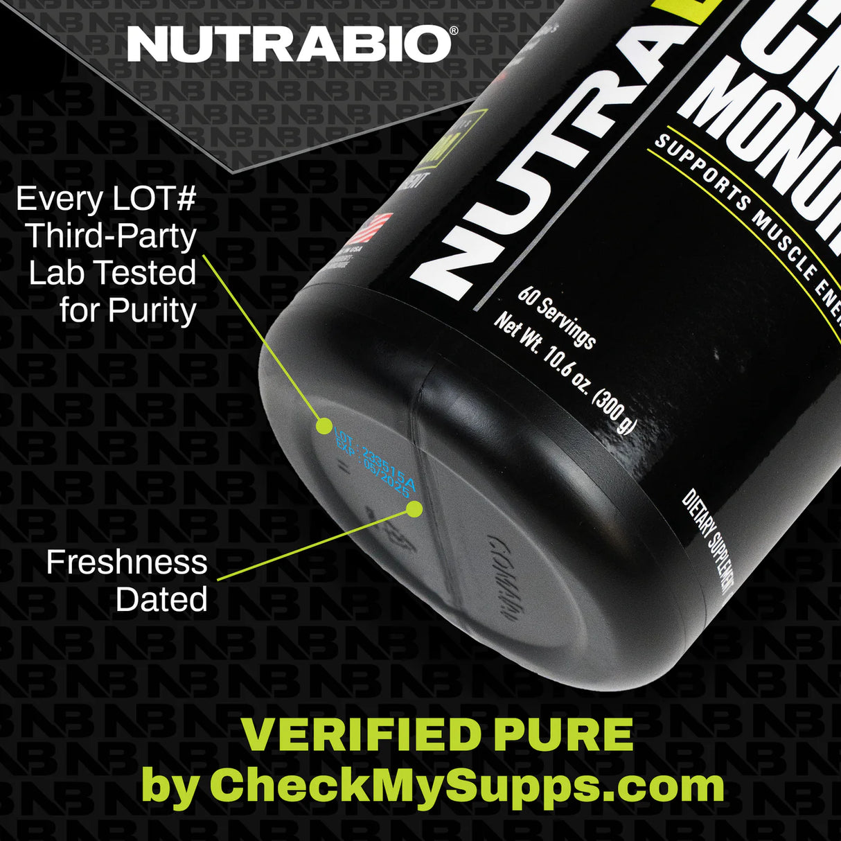 NutraBio Creatine Monohydrate Lab Tested