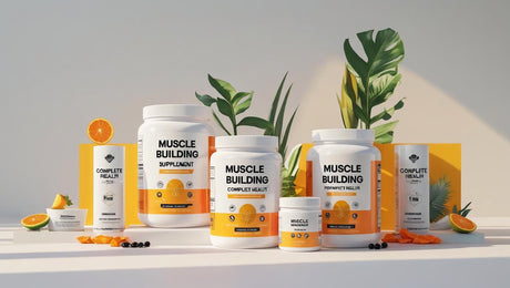 Premium muscle building supplements including protein powders, creatine, BCAA, and pre-workout formulas for enhanced strength, muscle growth, and faster recovery from Complete Health.