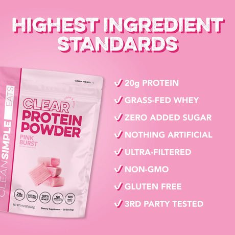 clear whey protein isolates for high protein low sugar recovery from top brands like Ghost , Ryse and Clean Simple Eats