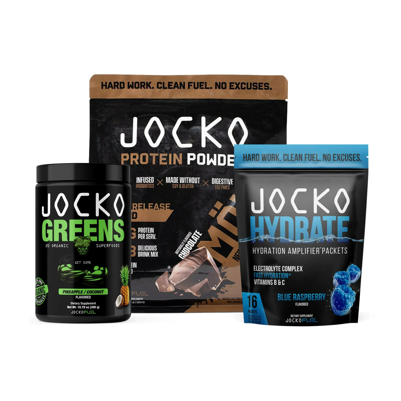 jocko fuel supplements lineup with molk protein go energy drinks greens and hydrate for strength focus hydration and recovery