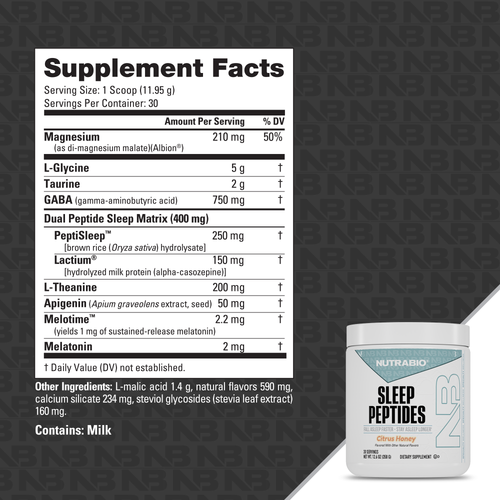 NutraBio Sleep Peptides Supplement Facts