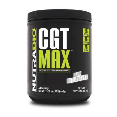 NutraBio CGT-MAX Powder- Creatine, Glutamine and Taurine to Support Muscle Recovery and Strength - 40 Servings