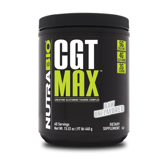 NutraBio CGT-MAX Powder- Creatine, Glutamine and Taurine to Support Muscle Recovery and Strength - 40 Servings