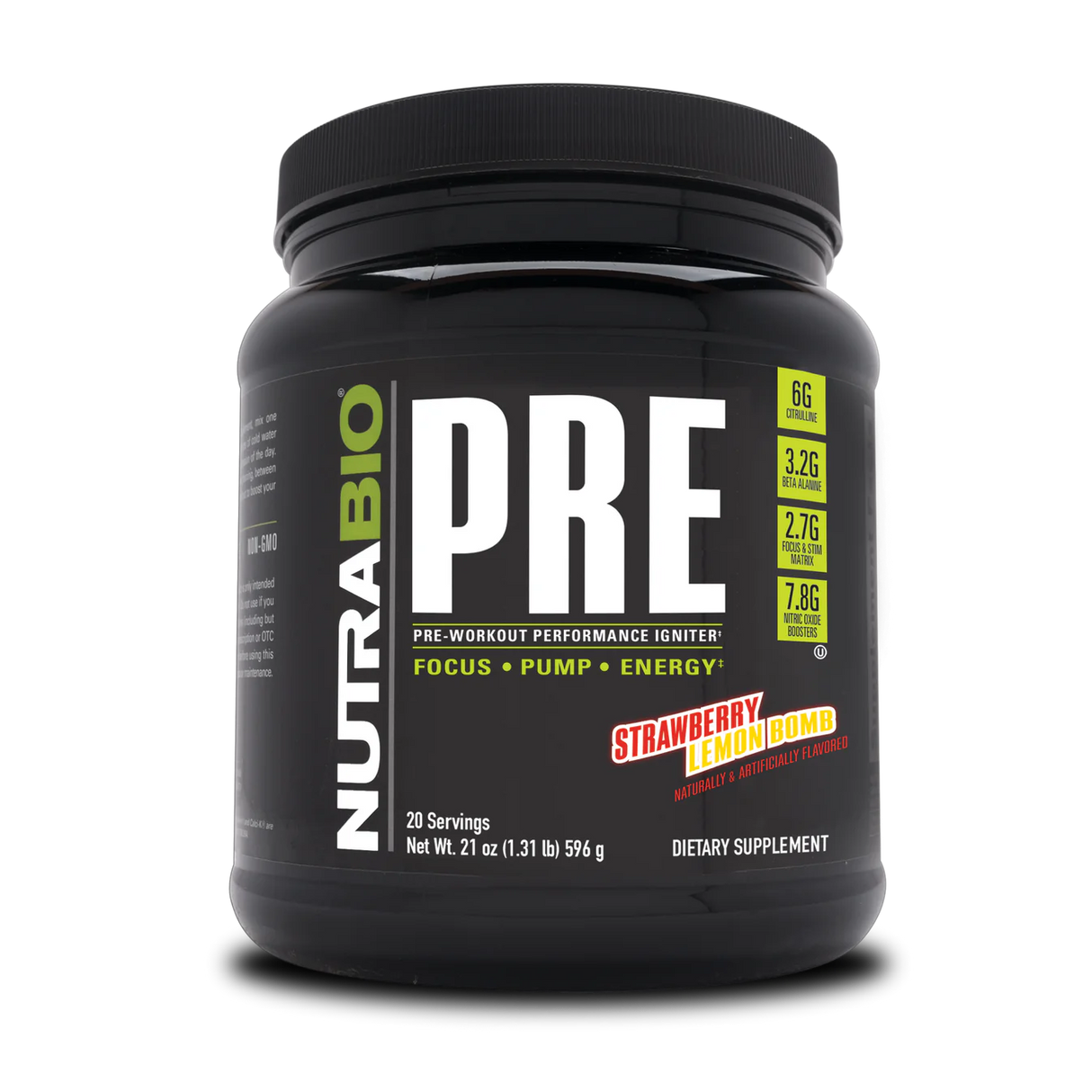 NutraBio PRE Workout Powder - Sustained Energy, Mental Focus, Endurance - Clinically Dosed Formula - Beta Alanine, Creatine, Caffeine, Electrolytes