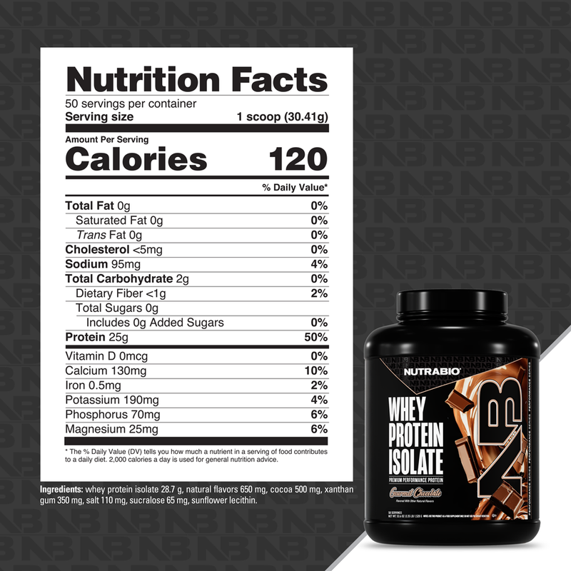 NutraBio Whey Protein Isolate (5LB / 50 Servings)