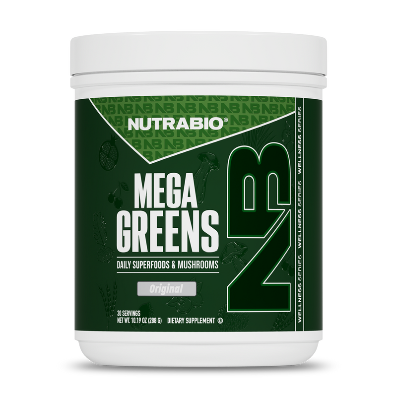 NutraBio Mega Greens | Daily Superfoods & Mushrooms | 30 Servings
