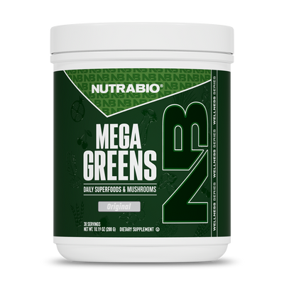 NutraBio Mega Greens | Daily Superfoods & Mushrooms | 30 Servings
